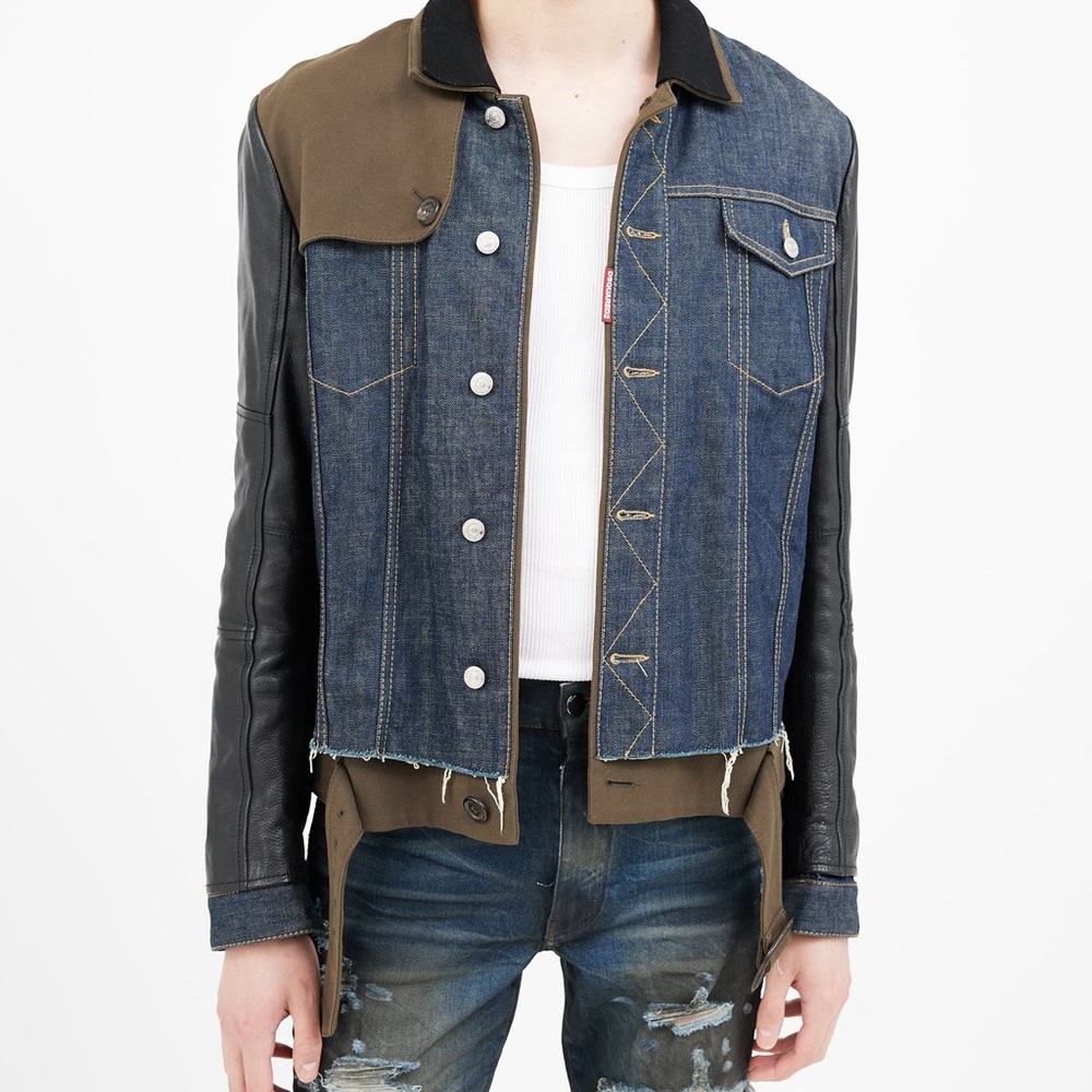 DSQUARED2 Blue and Brown Denim Jacket | size 52 EU